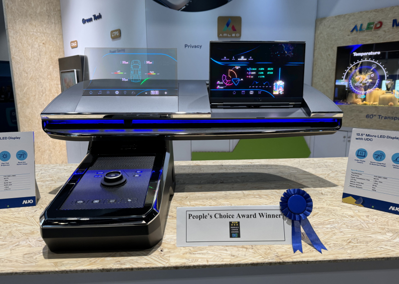 3499拉斯维加斯车用Micro LED Display HMI解决方案获”最佳车用显示奖”，以用户为中心开发，针对前座驾驶与乘客设计兼具娱乐与安全的高画质屏幕，包含车舱前座的Micro LED透明屏幕及全球首款内建镜头的智慧Micro LED显示器