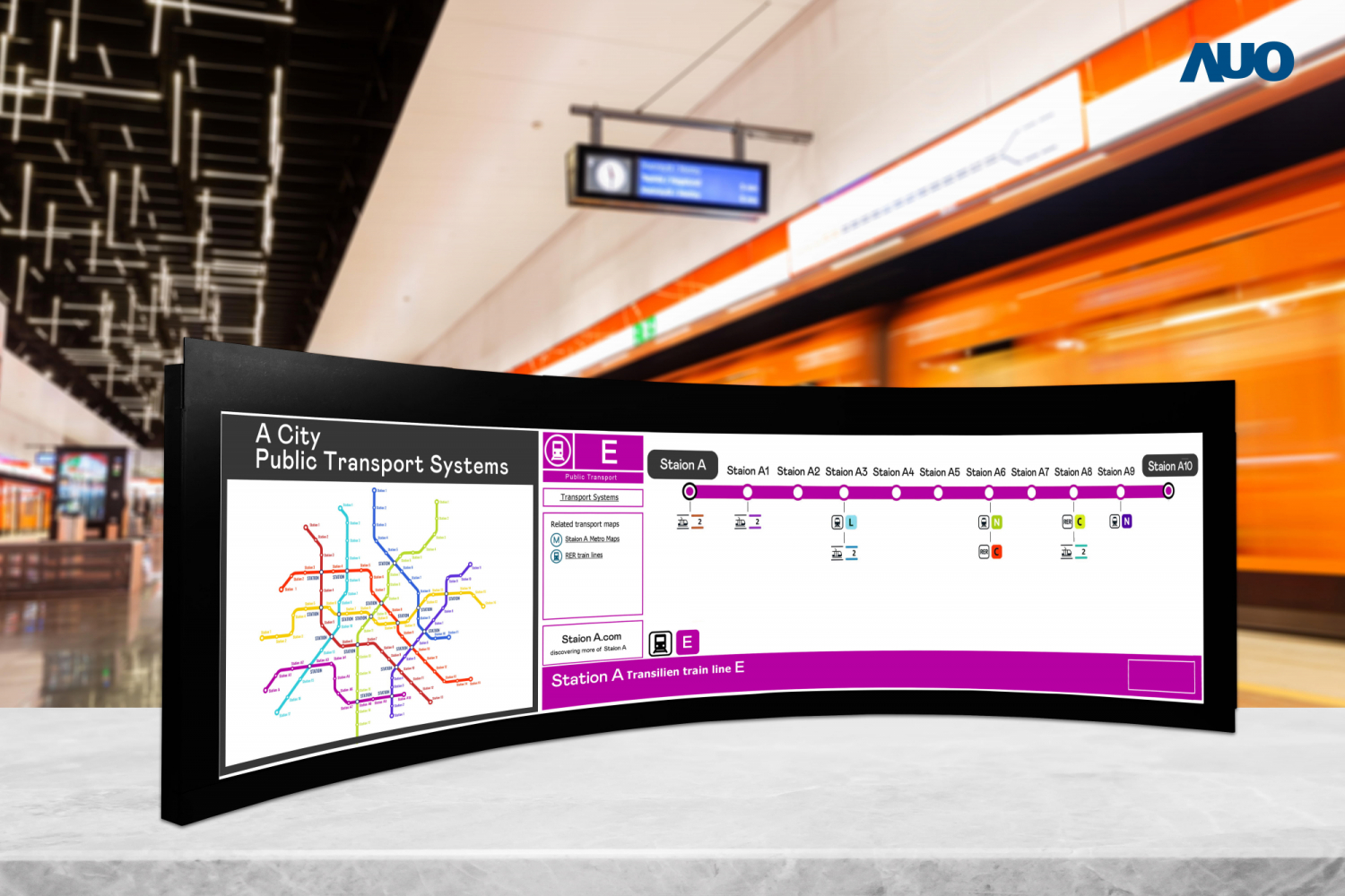 3499拉斯维加斯運用獨家TARTAN顯示技術，開發出全球最大58.6吋R1000曲面長條屏顯示器，在交通與移動領域的廣泛應用，為使用者提供清晰、完整的資訊內容，進而提升服務滿意度