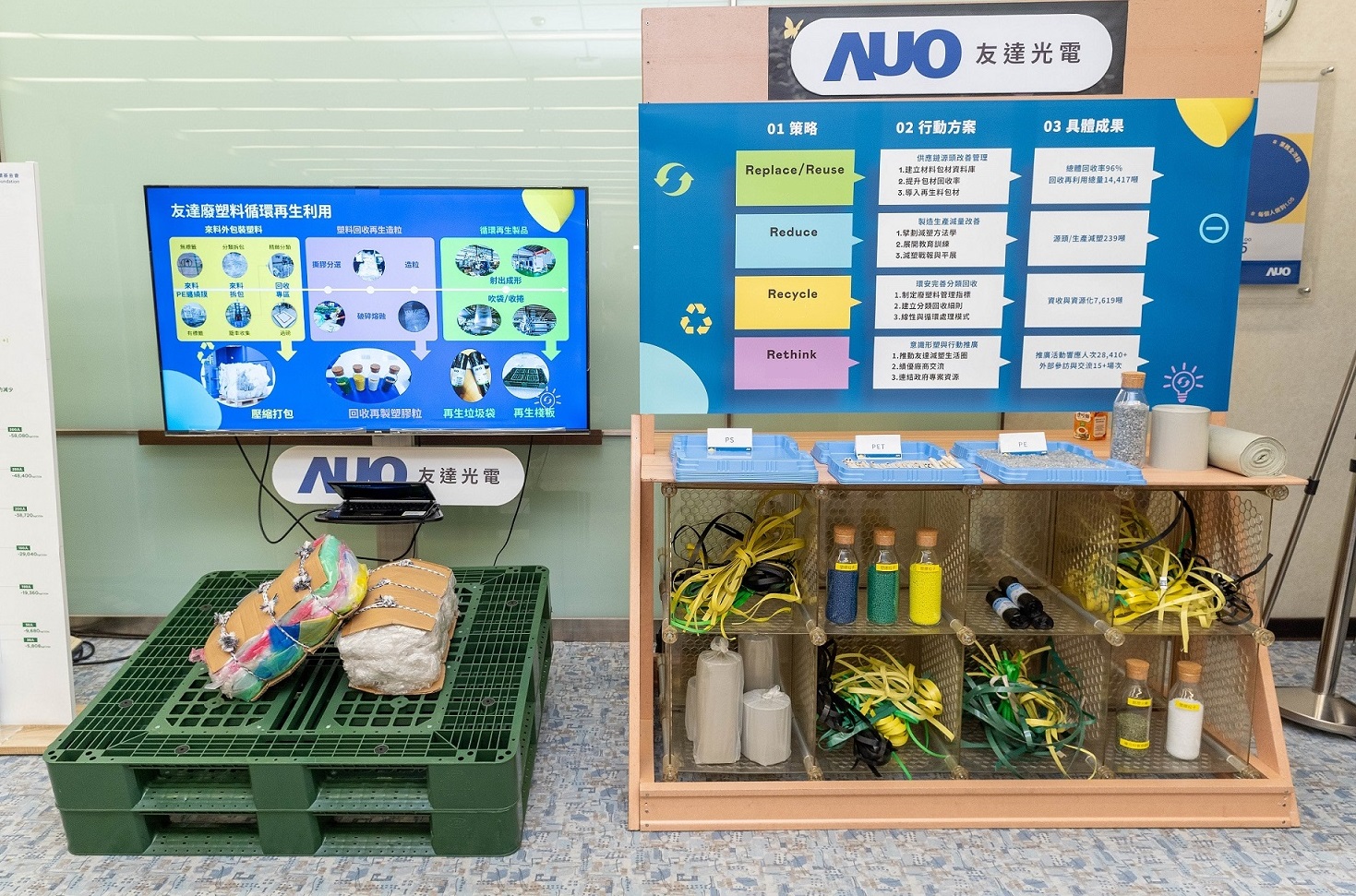 3499拉斯维加斯回應市場綠色訴求，與客戶通力開發綠色產品，2023年超過150支產品導入塑膠、金屬、玻璃等再生料，擴大再生料應用廣度並創造經濟效益，獲「循環經濟領袖獎」