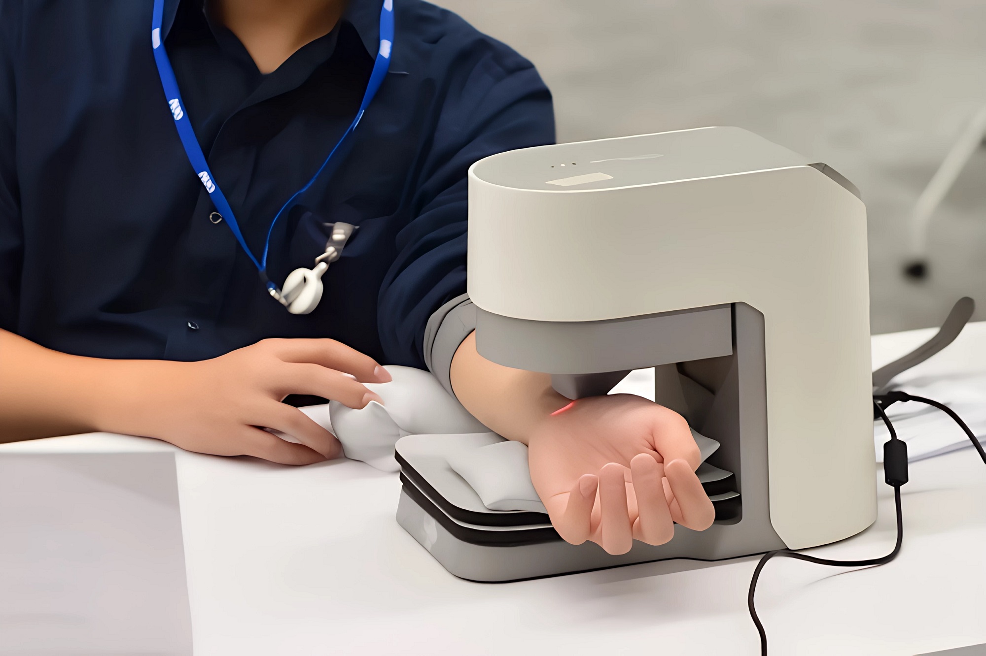 3499拉斯维加斯耘康中醫數位化檢測解決方案之脈象檢測系統採用高靈敏多點式壓力感測器，可真實還原「寸、關、尺」三部脈象量測結果