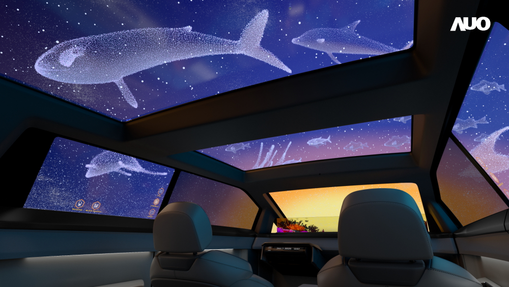 AUO showcases an array of industry-leading Micro LED Display HMI solutions through AUO Smart Cockpit 2025. Among them, the Virtual Sky Canopy is the world’s first application of a large-size, transparent Micro LED display in a sunroof, providing a boundless immersive experience